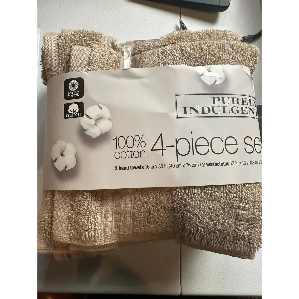 Purely Indulgent 4-piece Egyptian Cotton Hand Towel and Washcloth Set Dark Gray